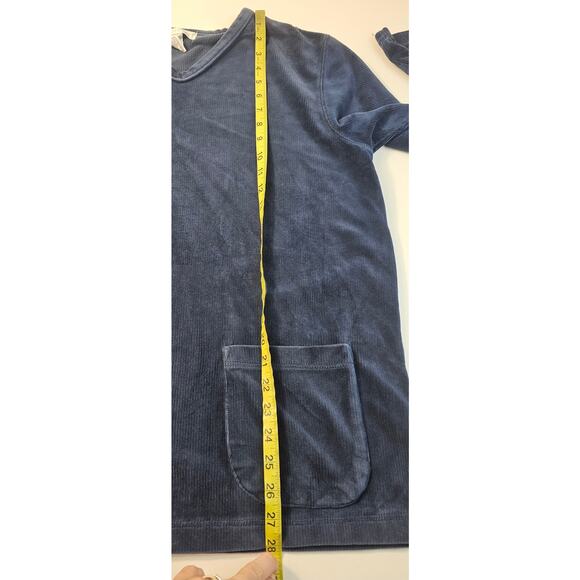 Vintage Jennifer Moore navy blue velour pocket lounge sweater comfy warm sz M + - Picture 5 of 6